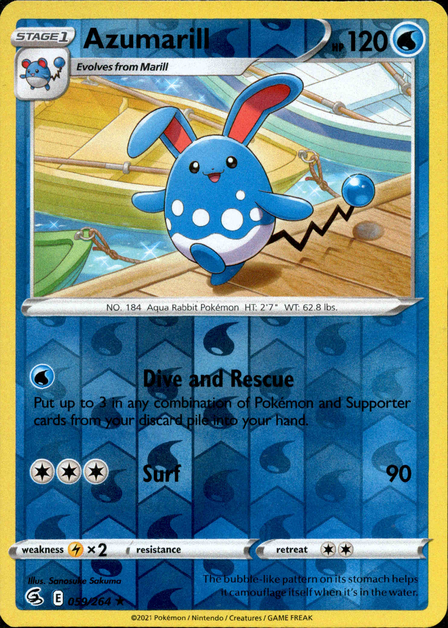 Azumarill - 059/264 - Fusion Strike - Reverse Holo - Card Cavern