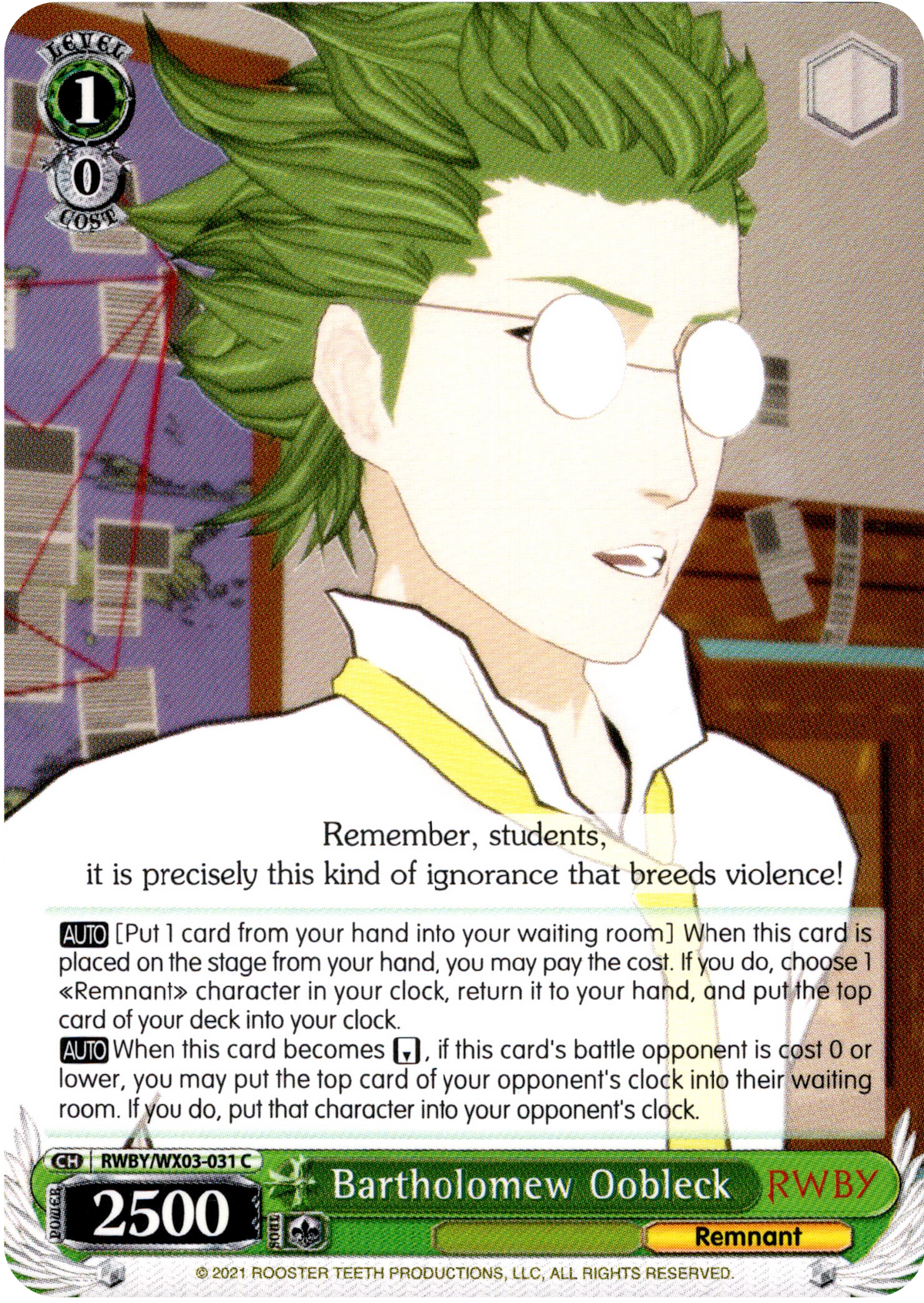 Bartholomew Oobleck - RWBY/WX03-031 - RWBY - Card Cavern