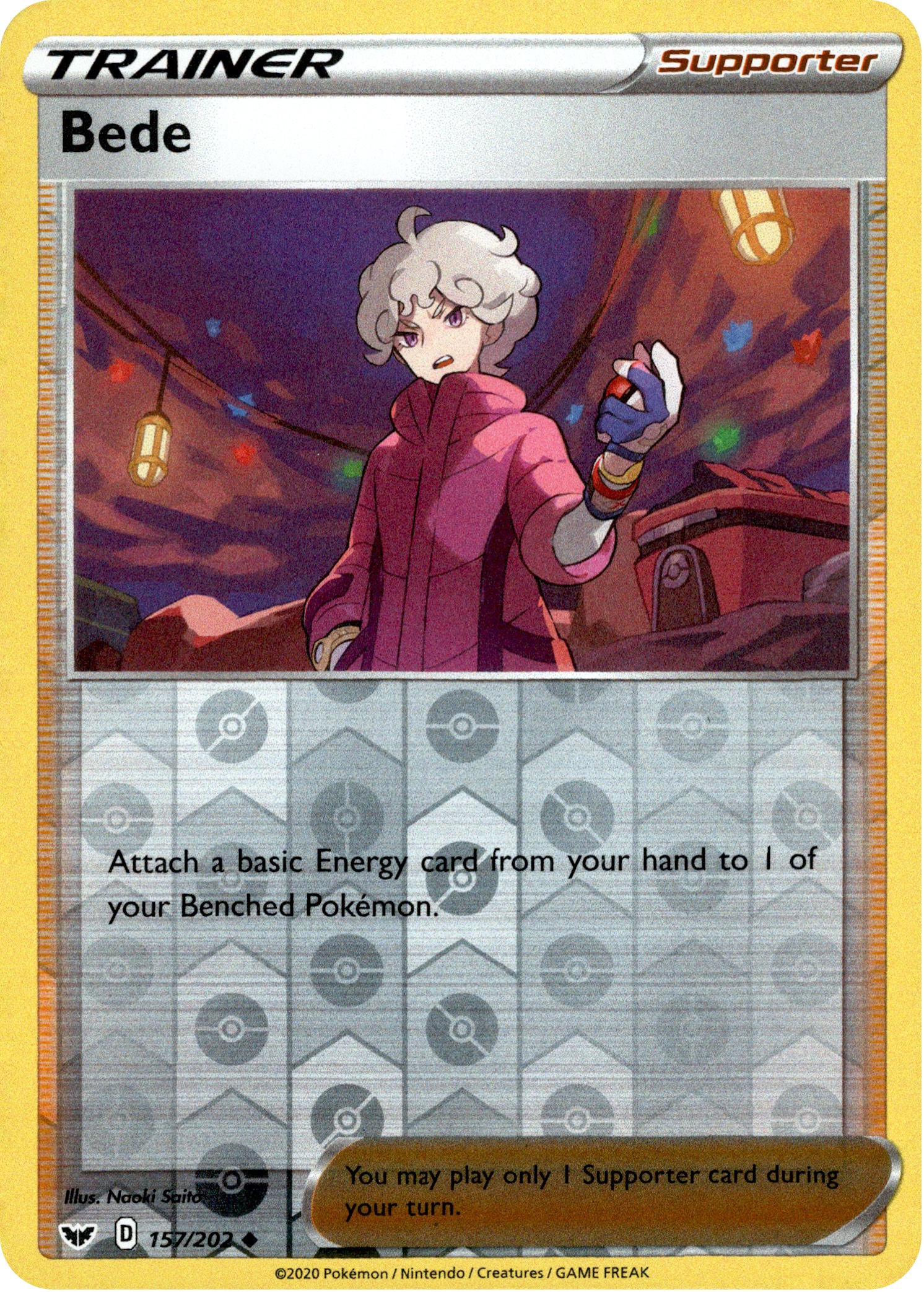 Bede - 157/202 - Sword & Shield - Reverse Holo - Card Cavern