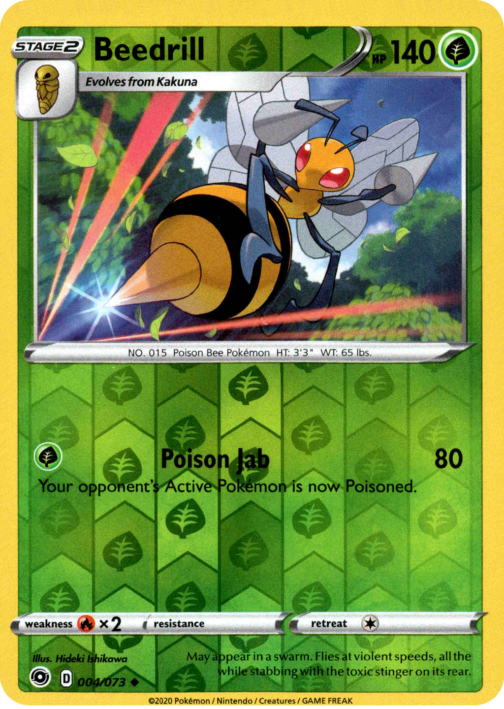 Beedrill 4/73 Champion's Path Reverse Holo Card Cavern Trading