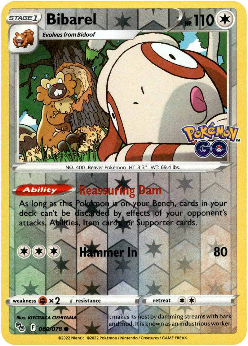 Bibarel - 060/078 - Pokemon Go - Reverse Holo - Card Cavern