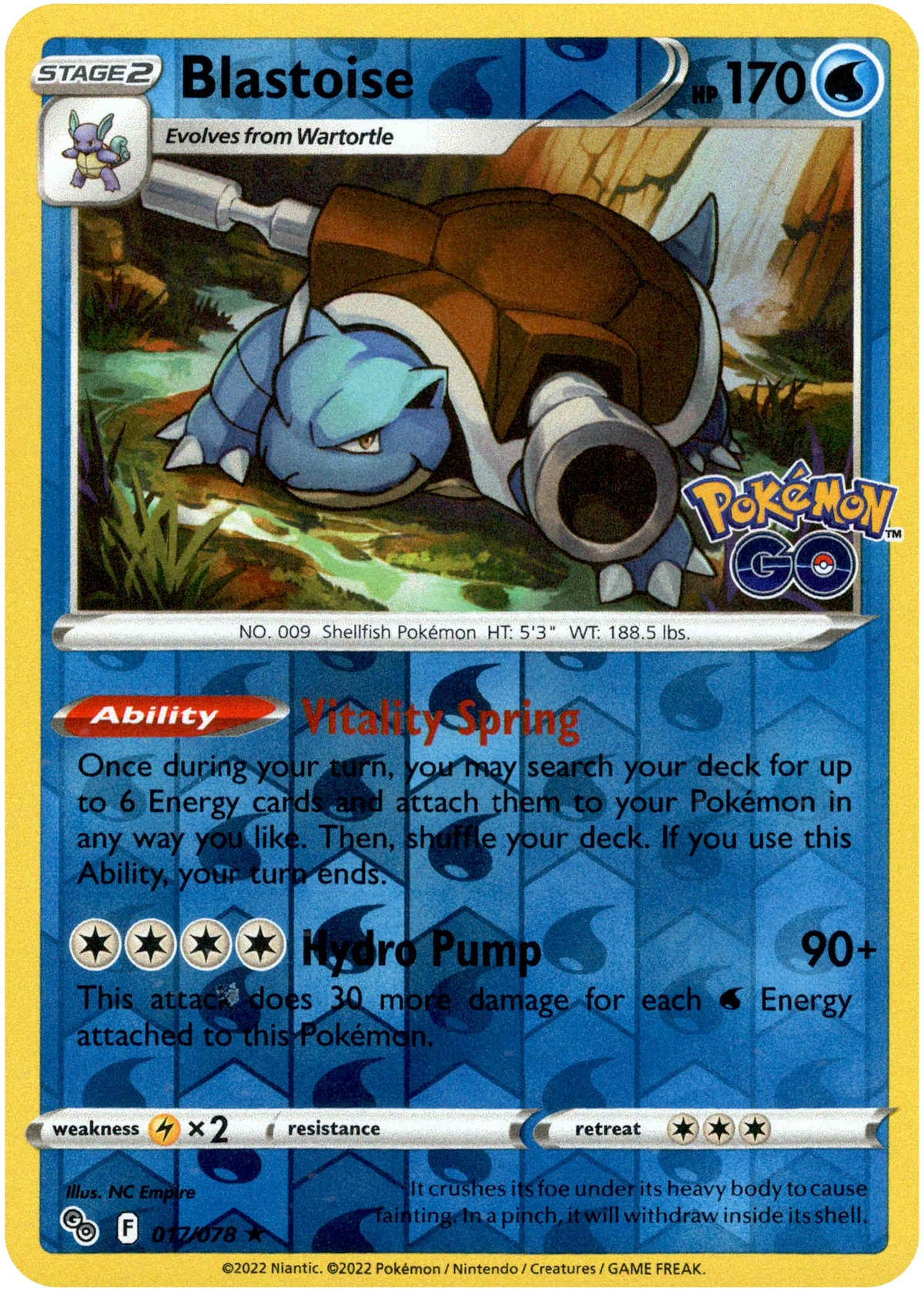 Blastoise - 017/078 - Pokemon Go - Reverse Holo - Card Cavern