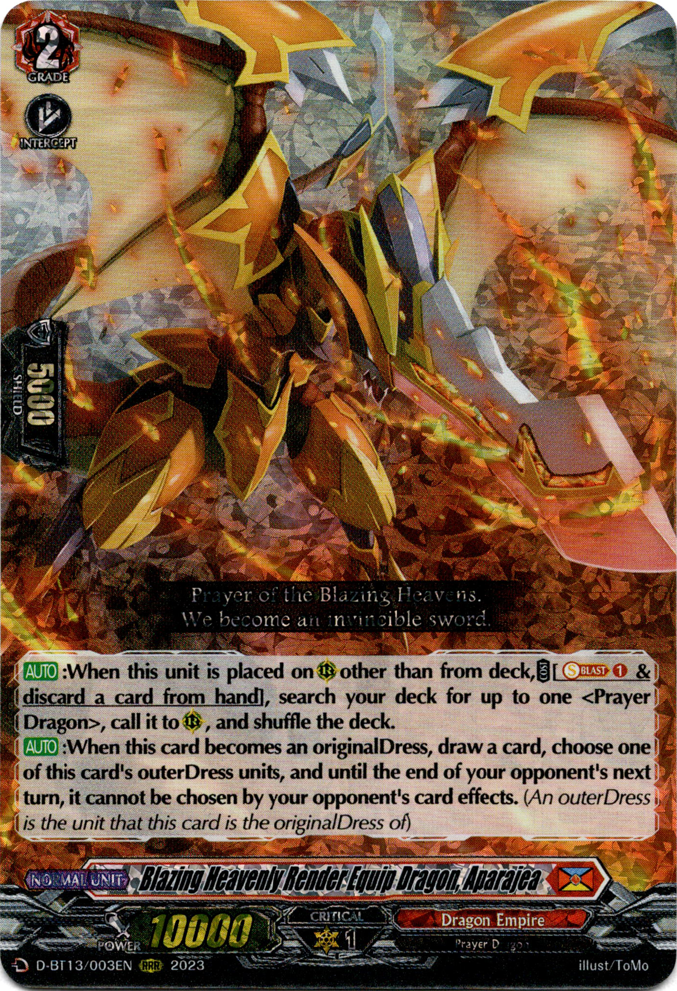 Blazing Heavenly Render Equip Dragon, Aparajea - D-BT13/003EN - Flight of Chakrabarthi - Card Cavern