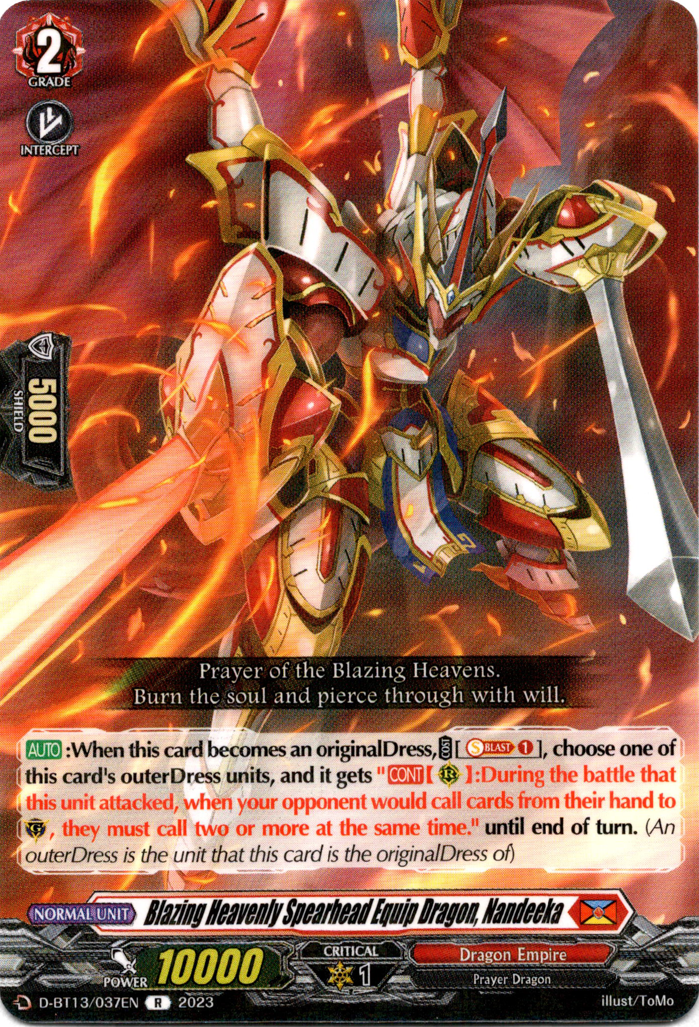 Blazing Heavenly Spearhead Equip Dragon, Nandeeka - D-BT13/037EN - Flight of Chakrabarthi - Card Cavern