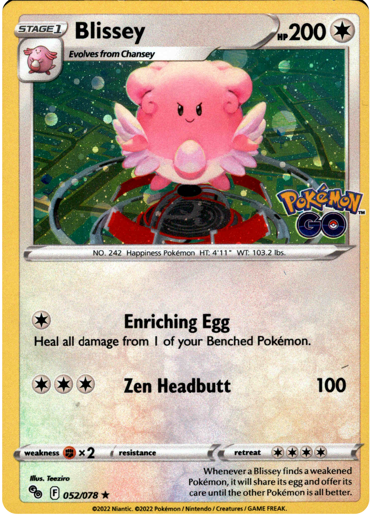 Blissey - 052/078 - Cosmos Holo - Pokemon Go - Card Cavern