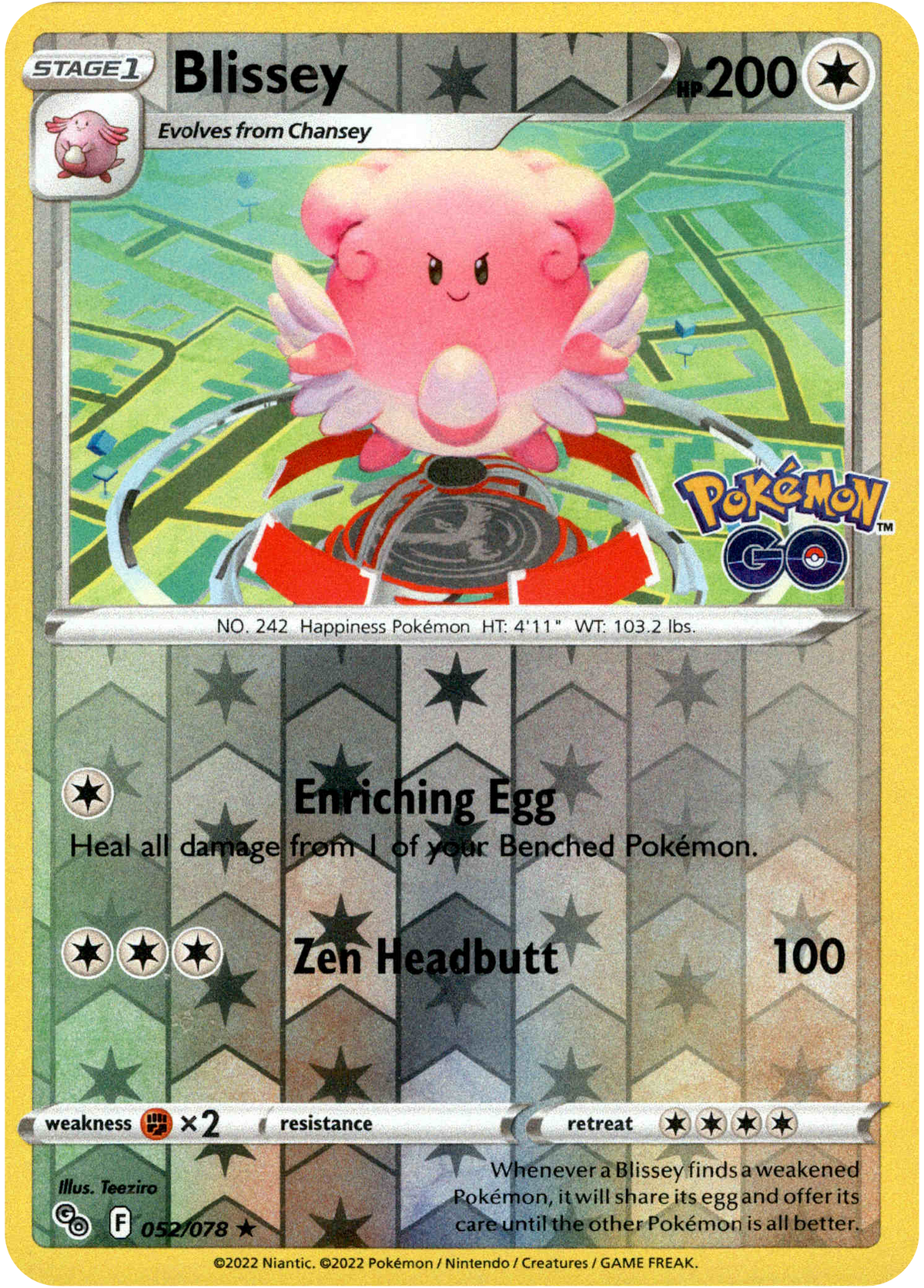 Blissey - 052/078 - Pokemon Go - Reverse Holo - Card Cavern