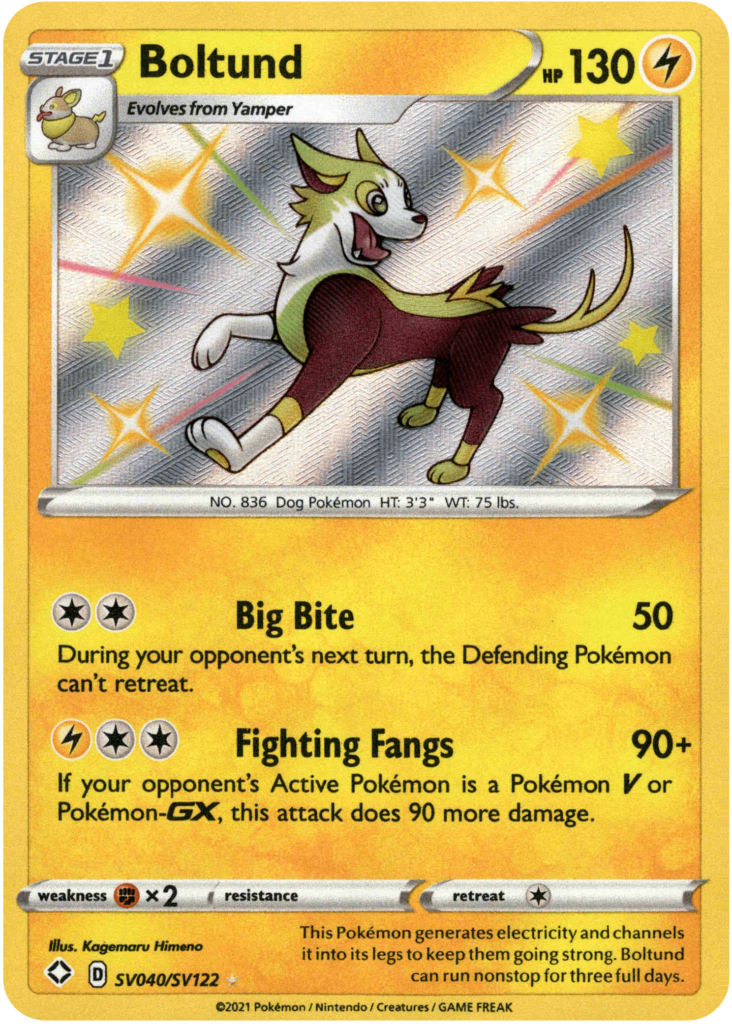 Boltund - SV040/SV122 - Shining Fates - Holo - Card Cavern