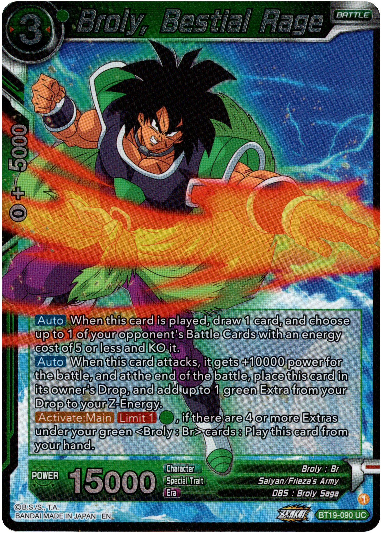 Broly, Bestial Rage - BT19-090 - Fighter's Ambition - Foil - Card Cavern