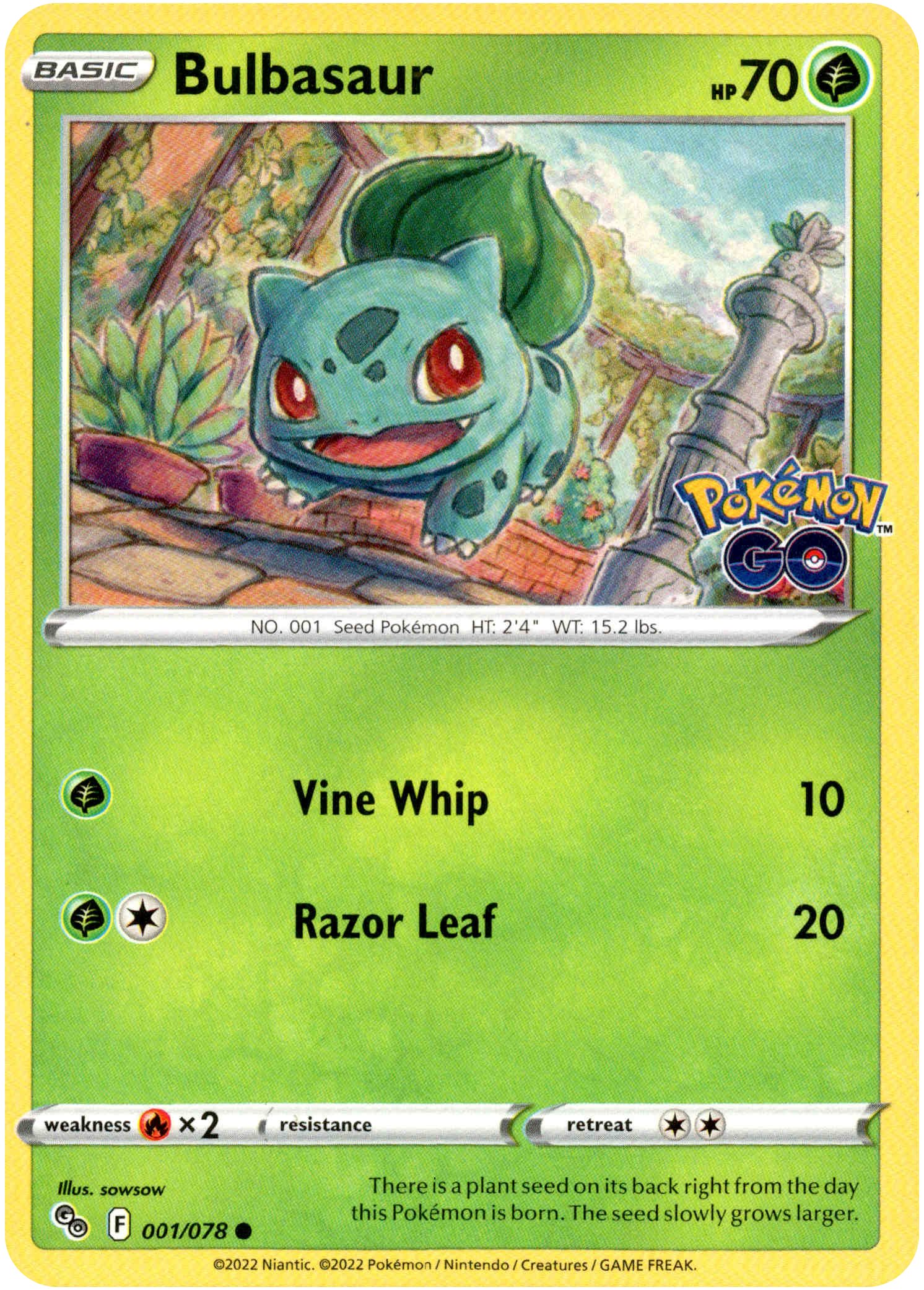 Bulbasaur - 001/078 - Pokemon Go - Card Cavern