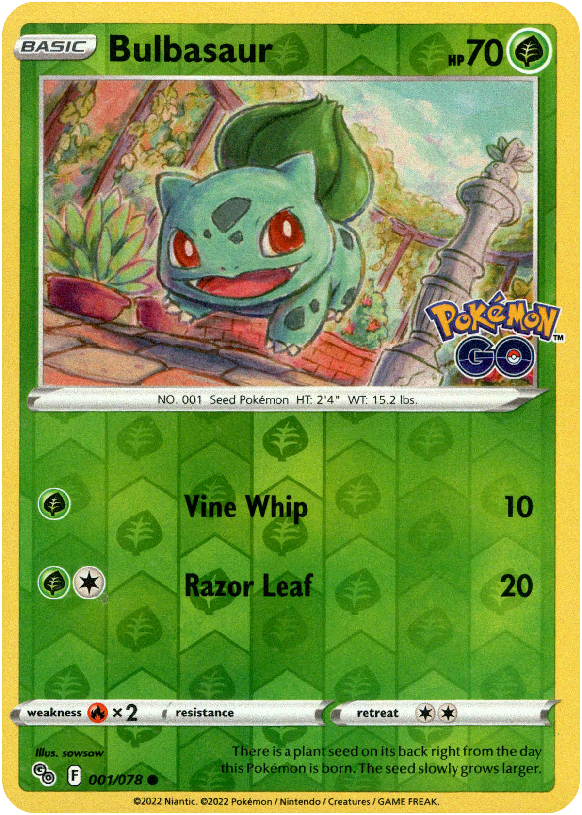 Bulbasaur - 001/078 - Pokemon Go - Reverse Holo - Card Cavern