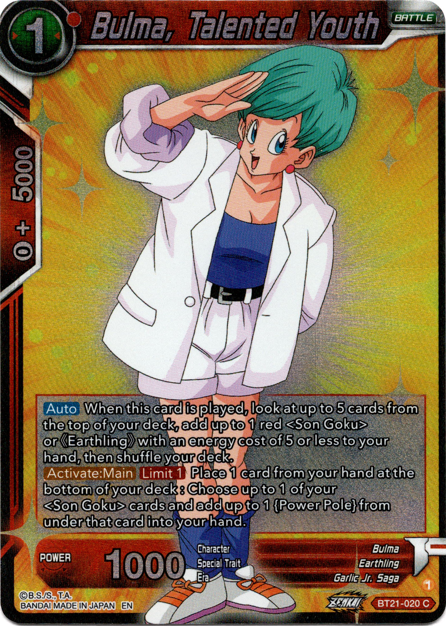 Bulma, Talented Youth - BT21-020 - Wild Resurgence - Foil - Card Cavern