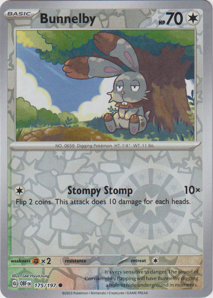 Bunnelby - 175/197 - Obsidian Flames - Reverse Holo Card Cavern Trading Cards, LLC Bunnelby - 175/197 - Obsidian Flames - Reverse Holo Card Cavern Trading Cards, LLC