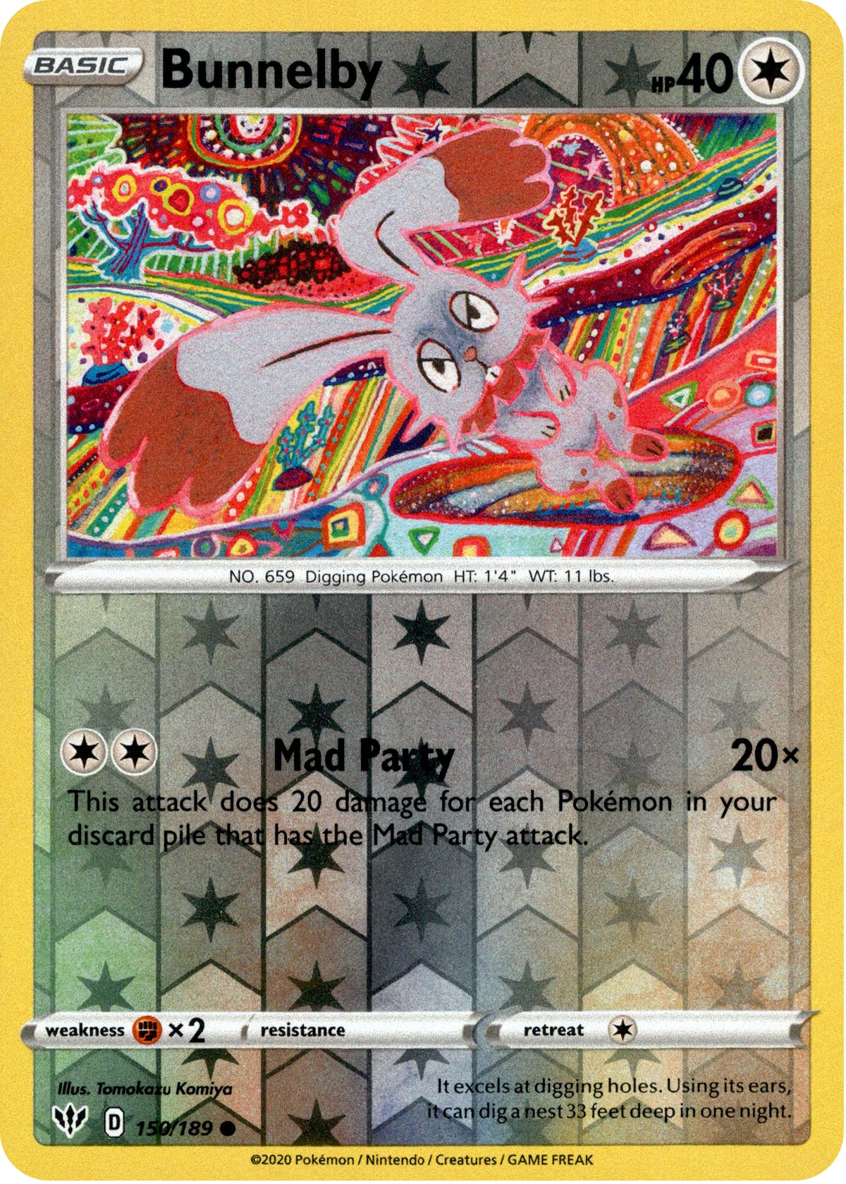 Bunnelby - 150/189 - Darkness Ablaze - Reverse Holo - Card Cavern