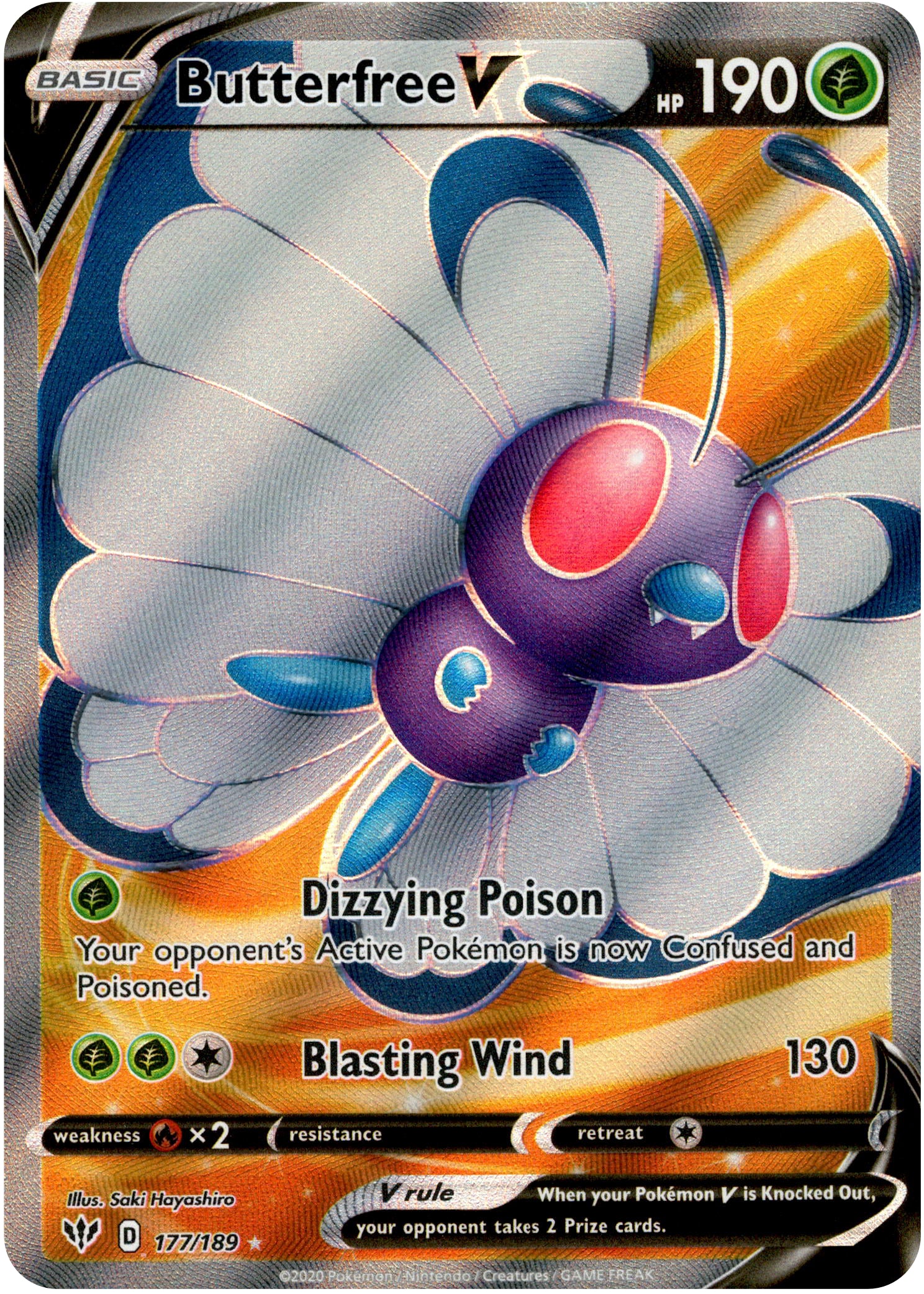 Butterfree V Full Art - 177/189 - Darkness Ablaze - Holo - Card Cavern