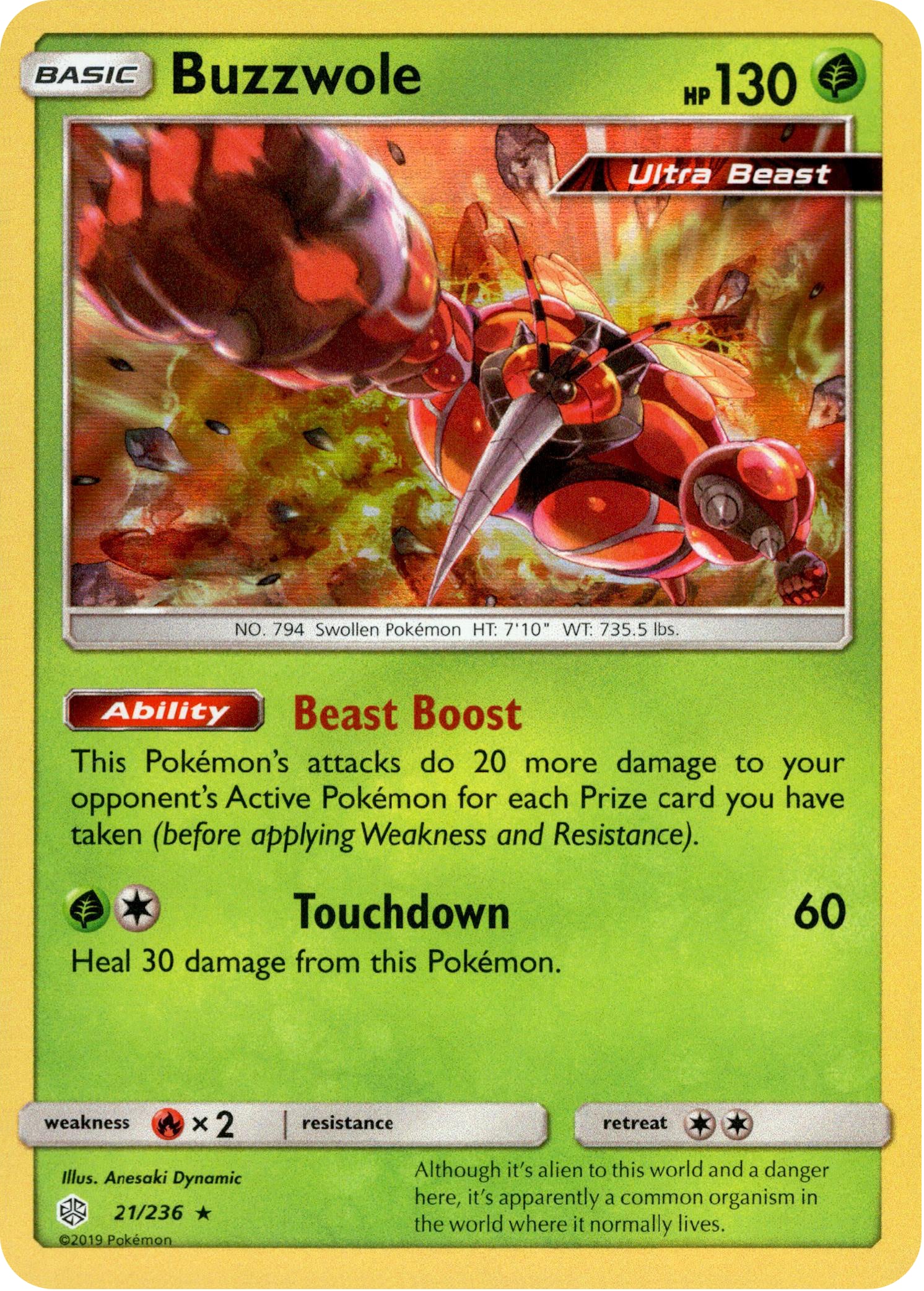 Buzzwole - 21/236 - Cosmic Eclipse - Holo - Card Cavern