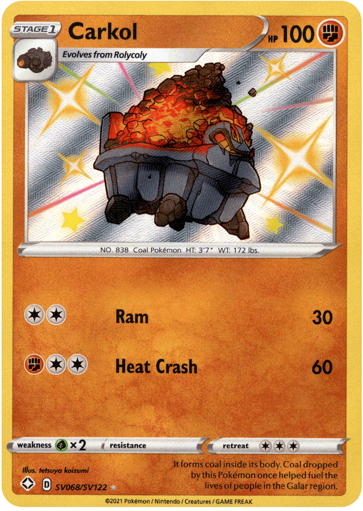 Carkol - SV068/SV122 - Shining Fates - Holo - Card Cavern
