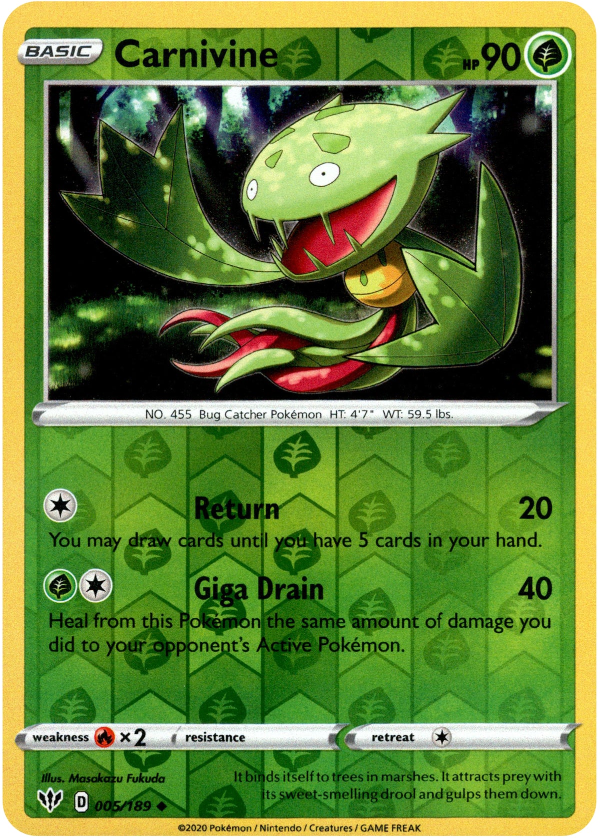 Carnivine - 5/189 - Darkness Ablaze - Reverse Holo - Card Cavern