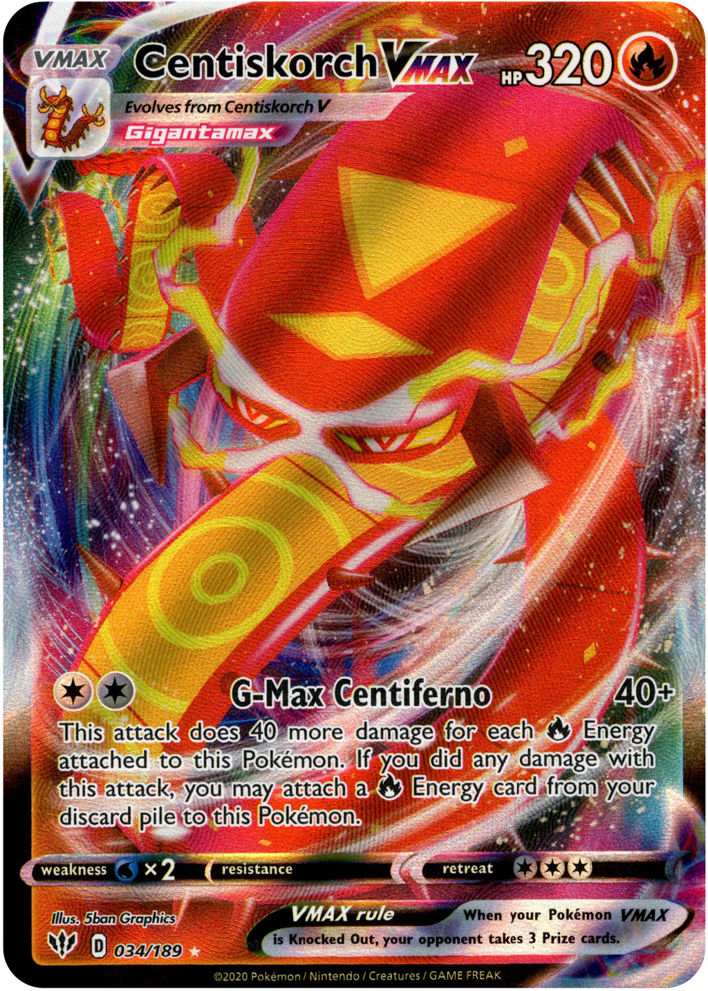 Centiskorch VMAX - 34/189 - Darkness Ablaze Card Cavern Trading Cards, LLC Centiskorch VMAX - 34/189 - Darkness Ablaze Card Cavern Trading Cards, LLC