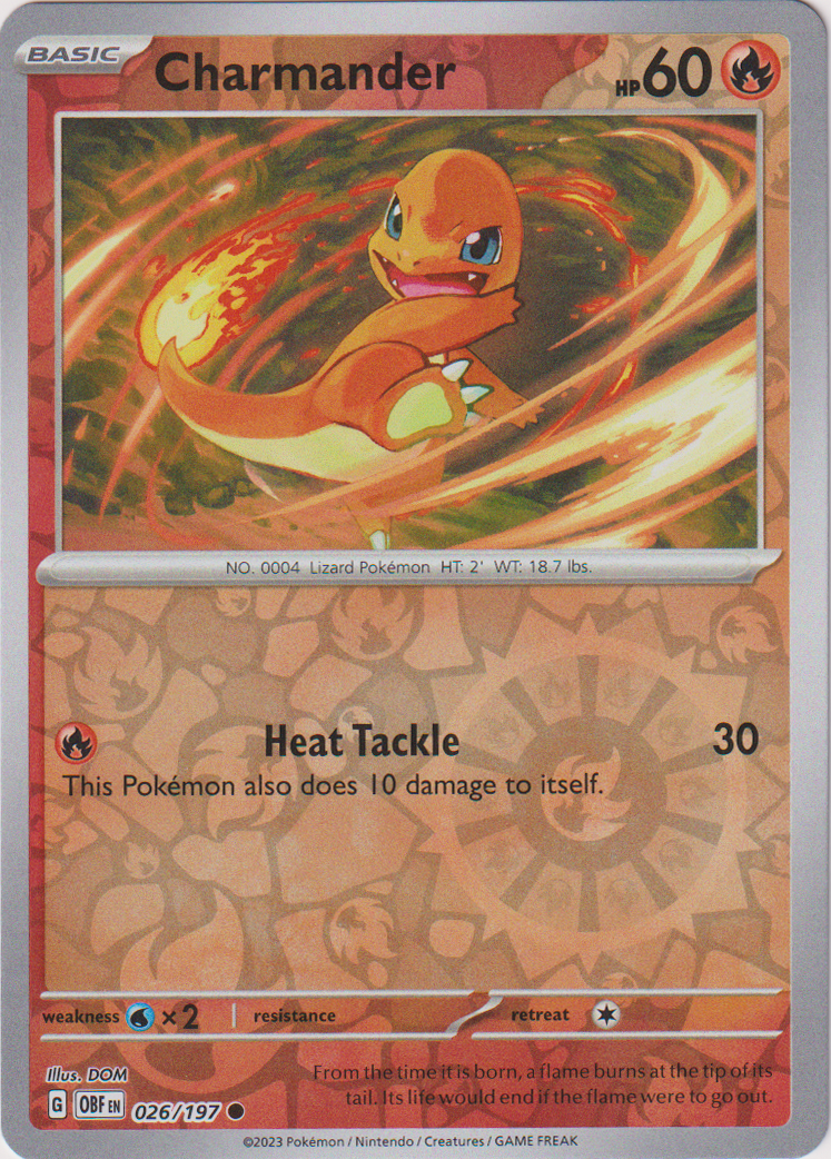 Charmander - 026/197 - Obsidian Flames - Reverse Holo Card Cavern Trading Cards, LLC Charmander - 026/197 - Obsidian Flames - Reverse Holo Card Cavern Trading Cards, LLC