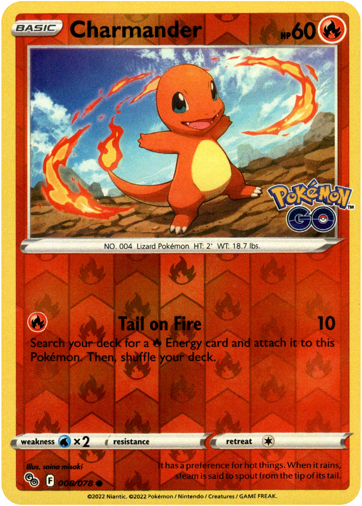 Charmander - 008/078 - Pokemon Go - Reverse Holo - Card Cavern