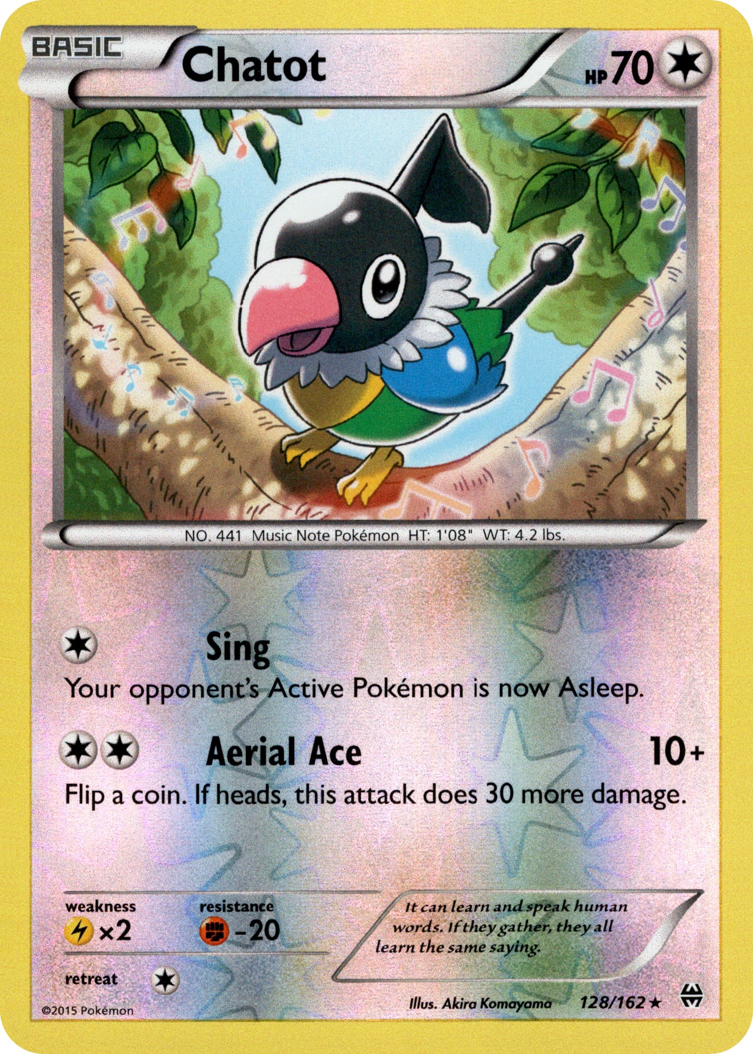 Chatot - 128/162 - BREAKthrough - Reverse Holo - Card Cavern