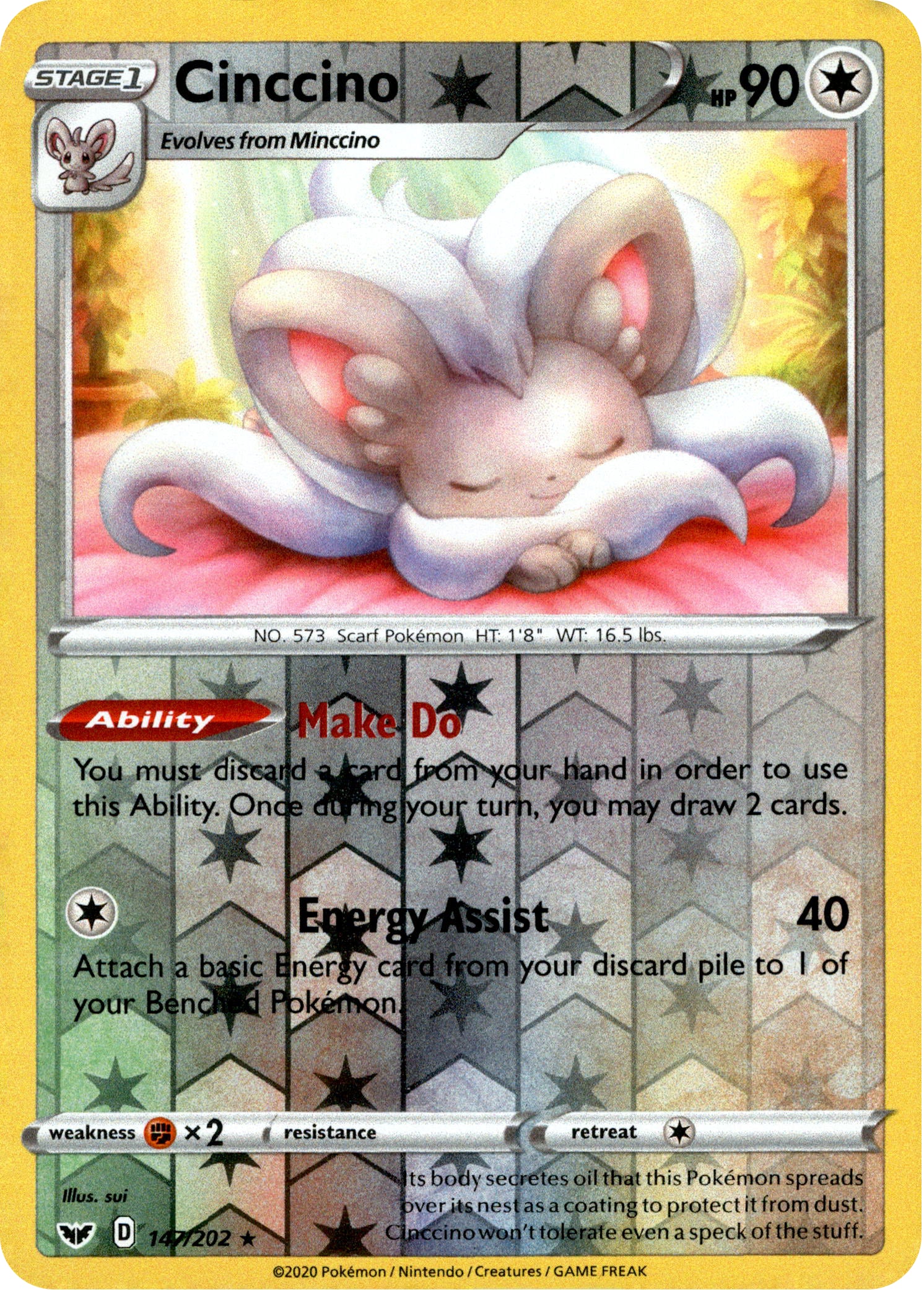 Cinccino - 147/202 - Sword & Shield - Reverse Holo - Card Cavern