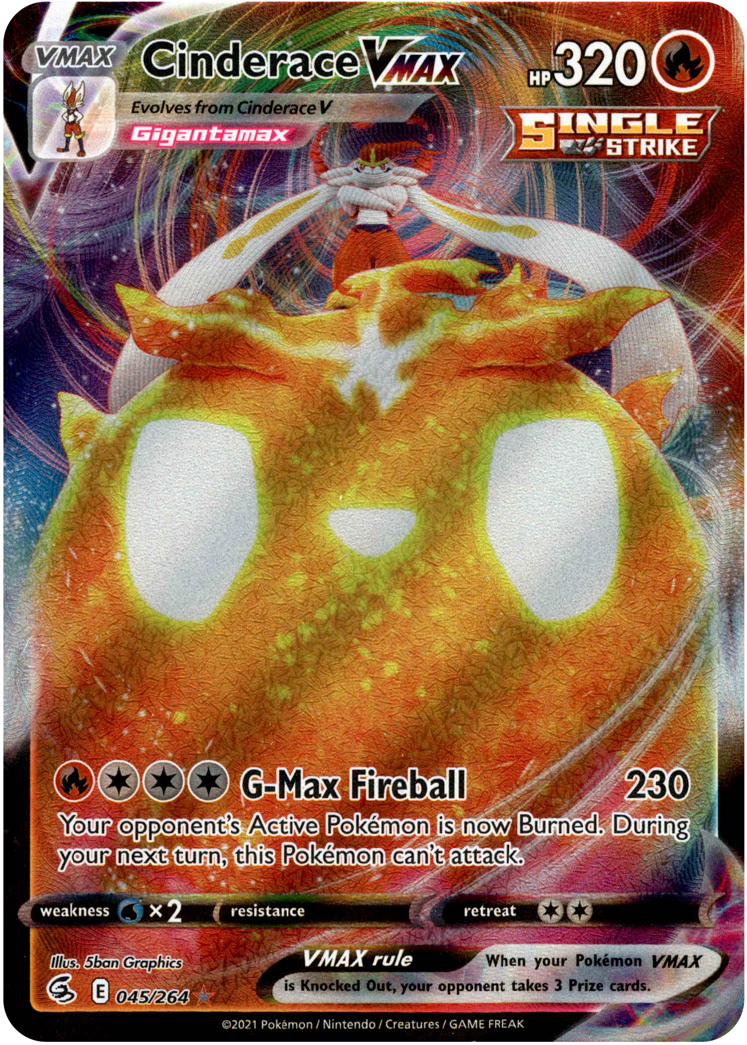 Cinderace VMAX - 045/264 - Fusion Strike - Holo - Card Cavern