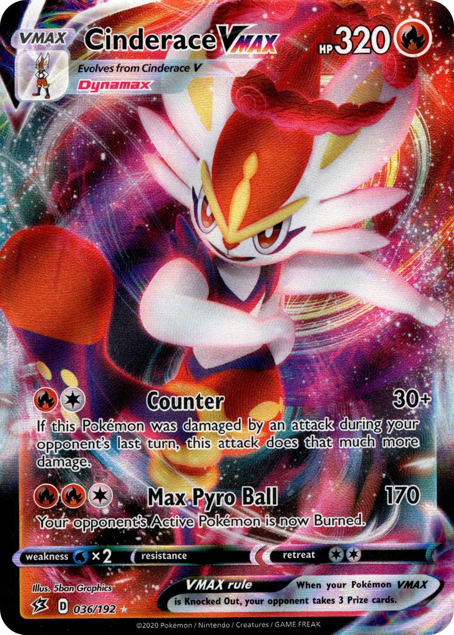 Cinderace VMAX - 36/192 - Rebel Clash - Holo - Card Cavern