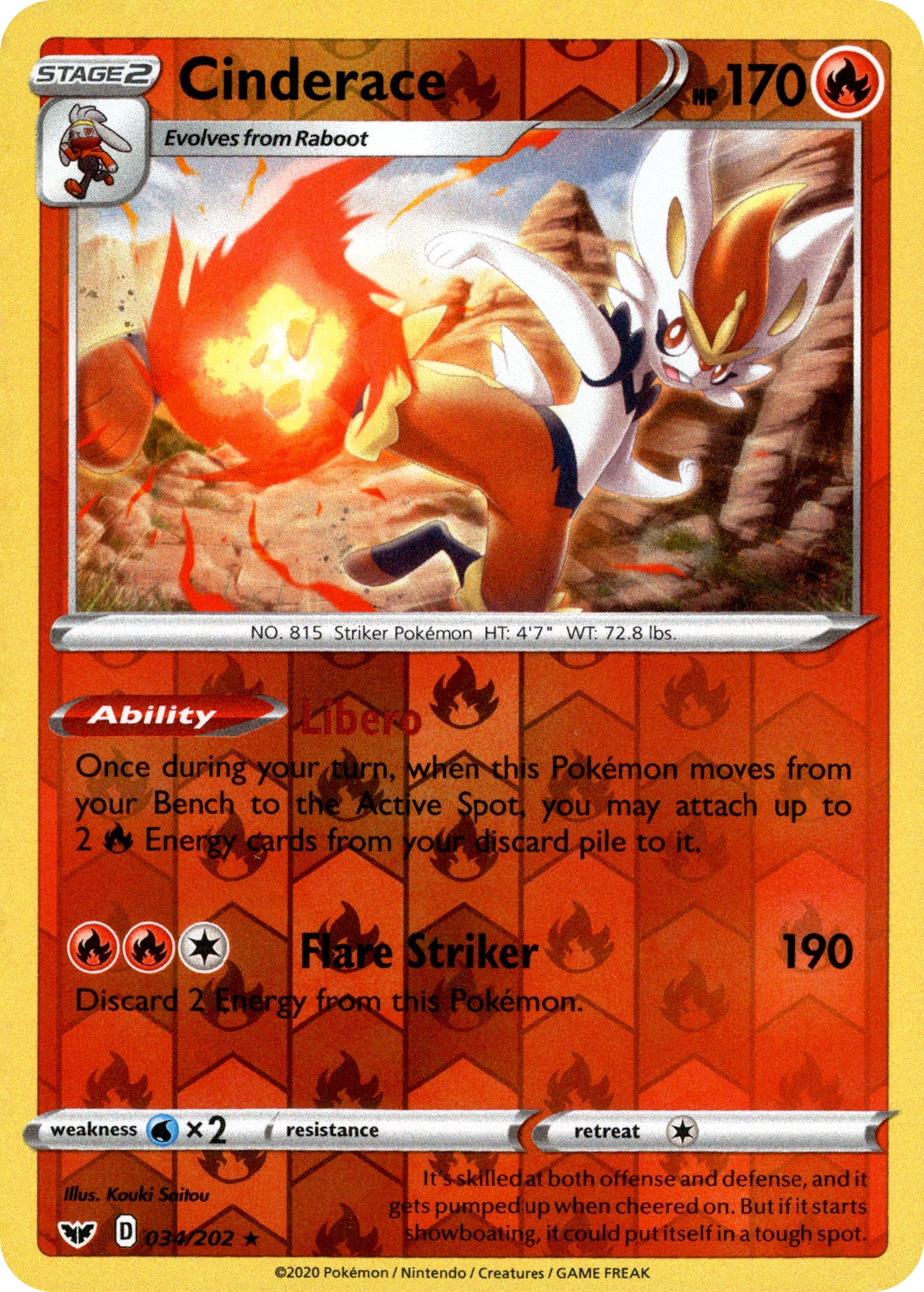Cinderace - 34/202 - Sword & Shield - Reverse Holo - Card Cavern
