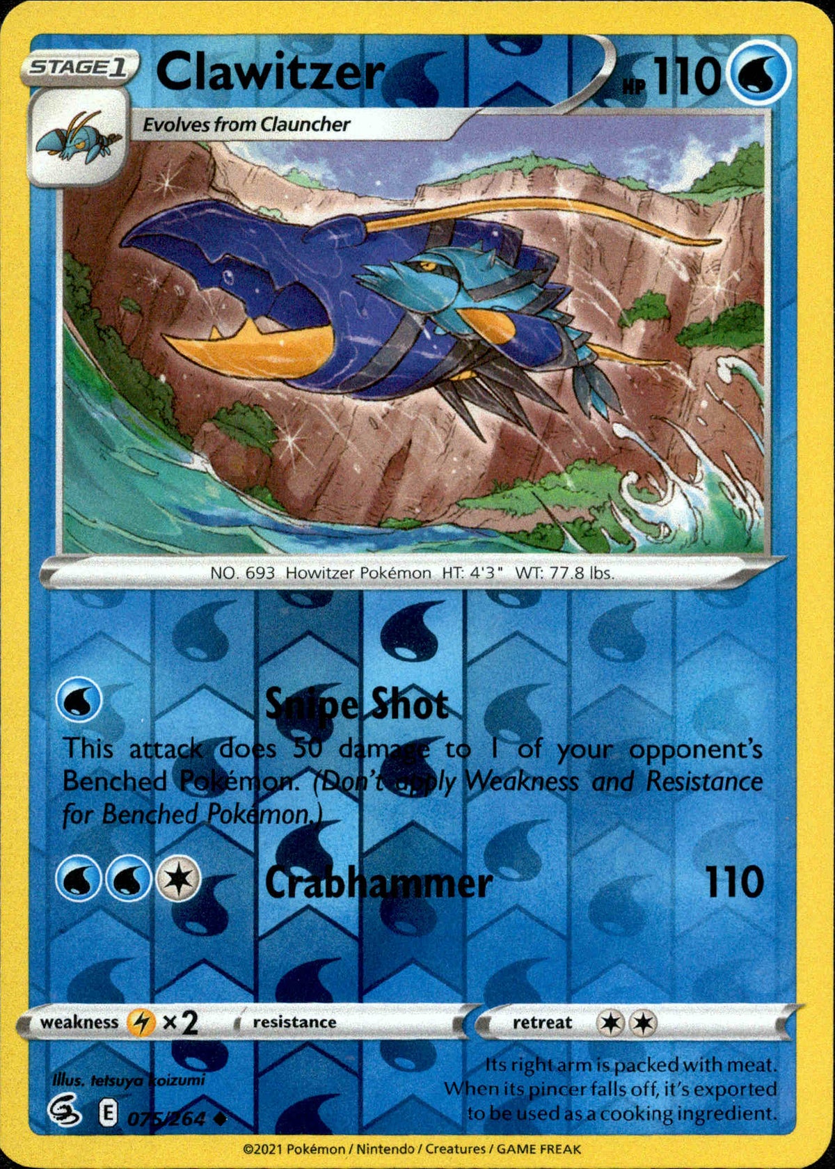 Clawitzer - 075/264 - Fusion Strike - Reverse Holo - Card Cavern
