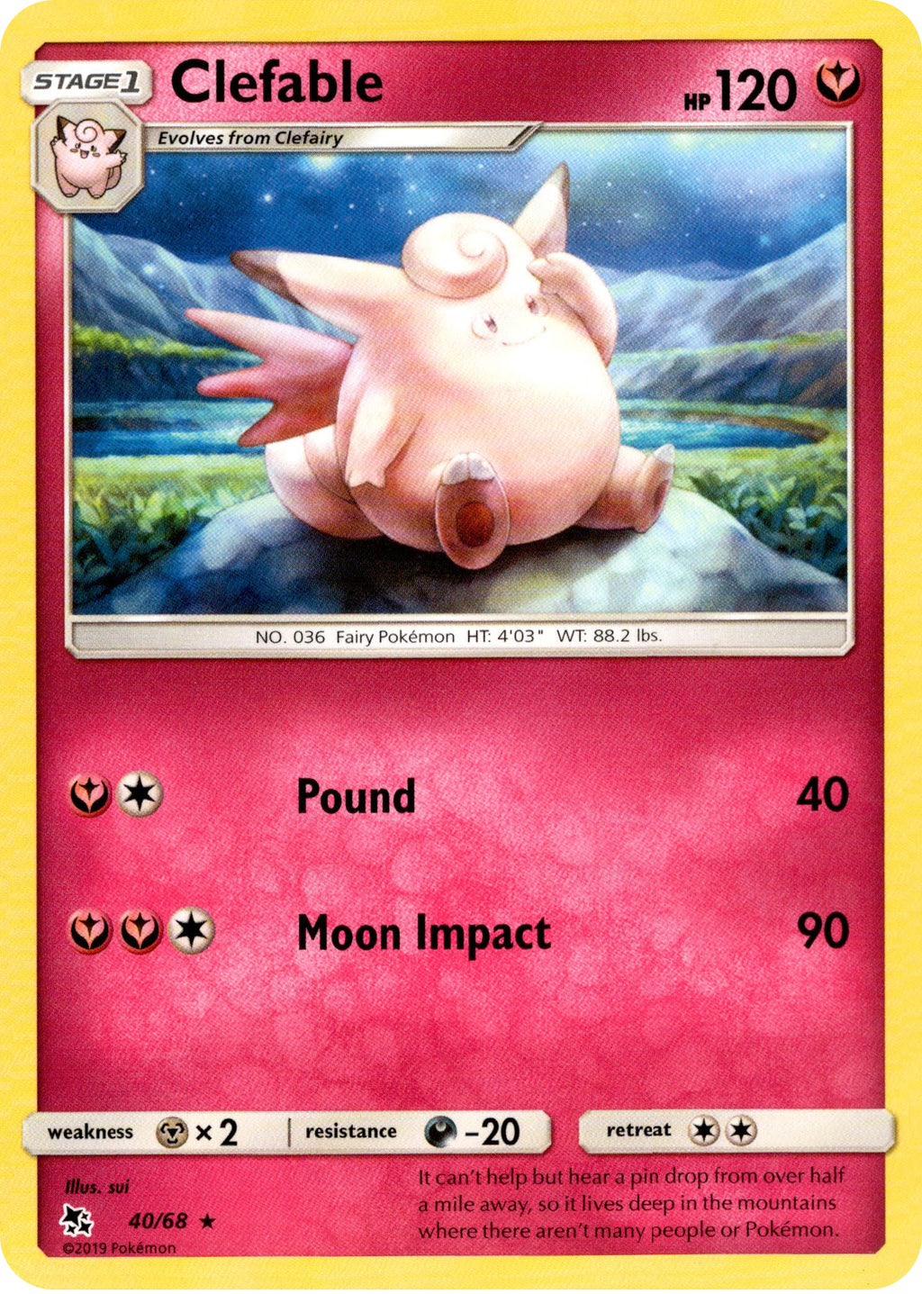 Clefable - 40/68 - Hidden Fates Card Cavern Trading Cards, LLC Clefable - 40/68 - Hidden Fates Card Cavern Trading Cards, LLC