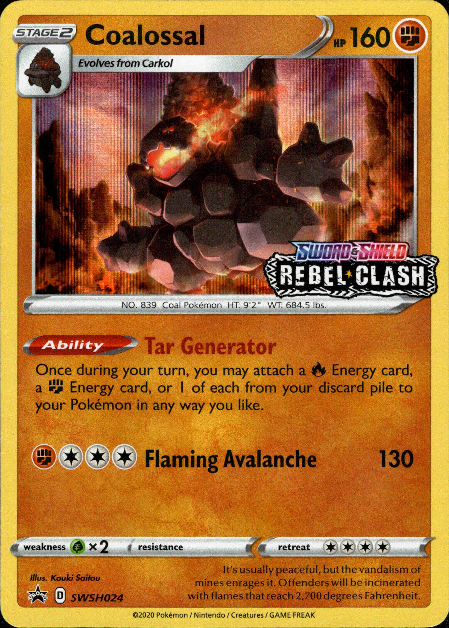 Coalossal Prerelease - SWSH024 - Sword & Shield Promo - Card Cavern