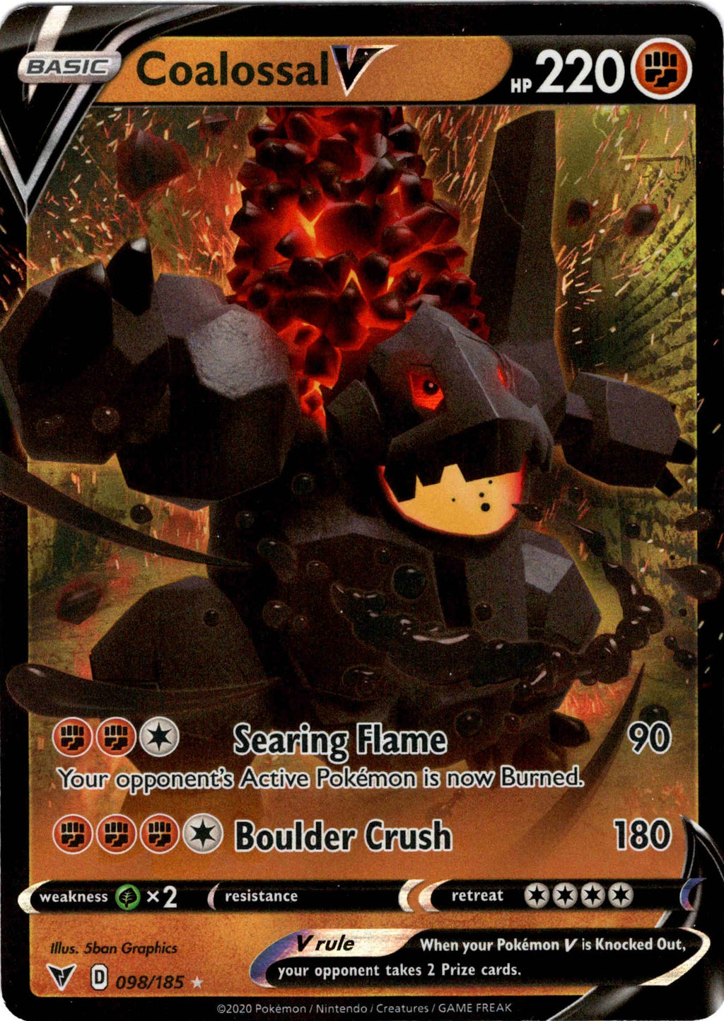 coalossal pokemon card Coalossal V - 098/185 - Vivid Voltage