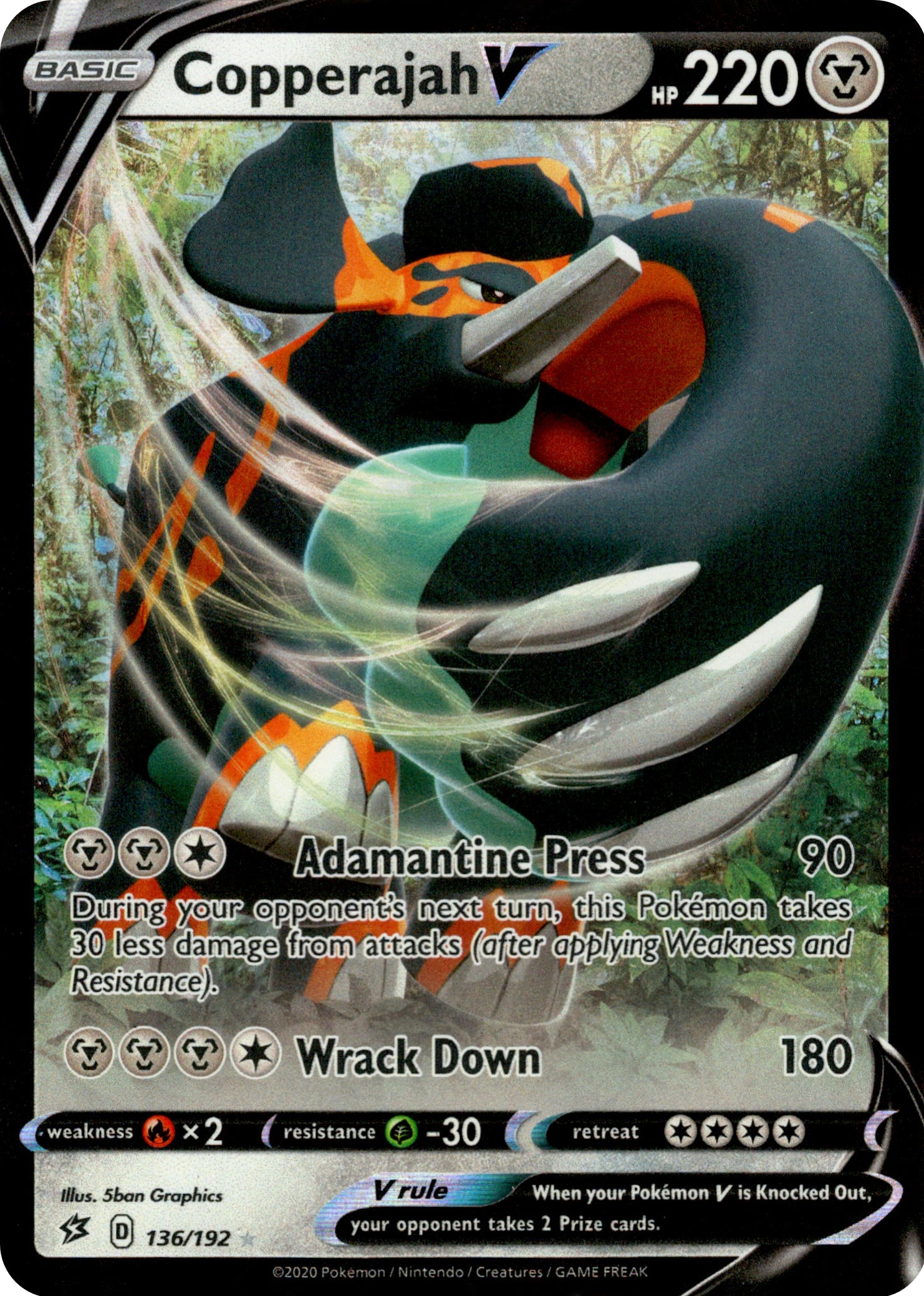 Copperajah V - 136/192 - Rebel Clash - Holo - Card Cavern