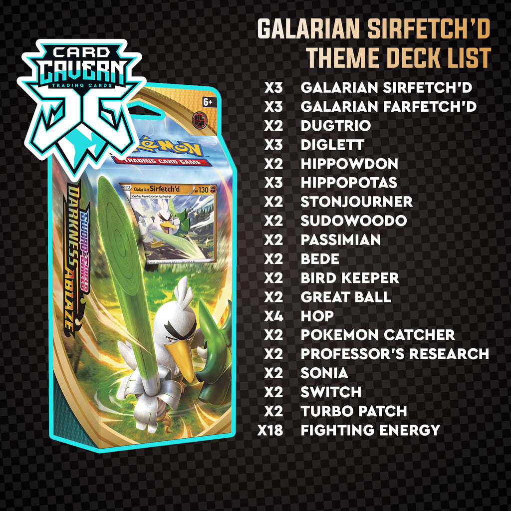 pokemon sword & shield darkness ablaze card list Galarian Sirfetch'd Theme Deck - Darkness Ablaze