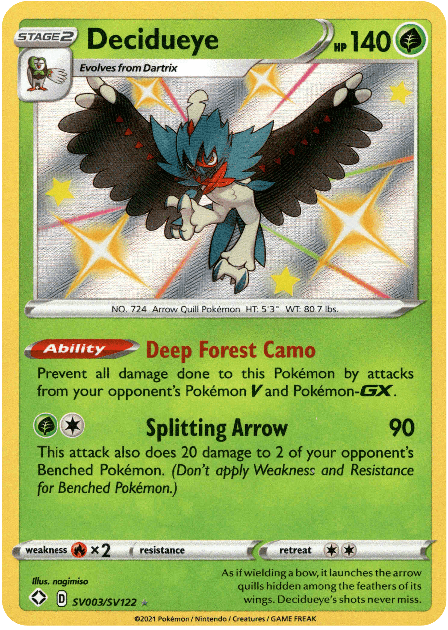 Decidueye - SV003/SV122 - Shining Fates - Holo - Card Cavern