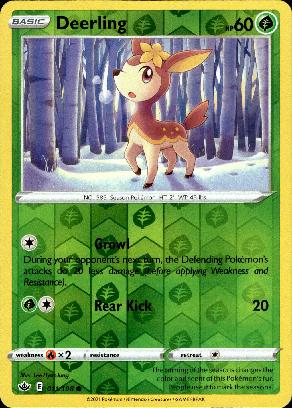 Deerling - 011/198 - Chilling Reign - Reverse Holo  Card Cavern Trading  Cards, LLC