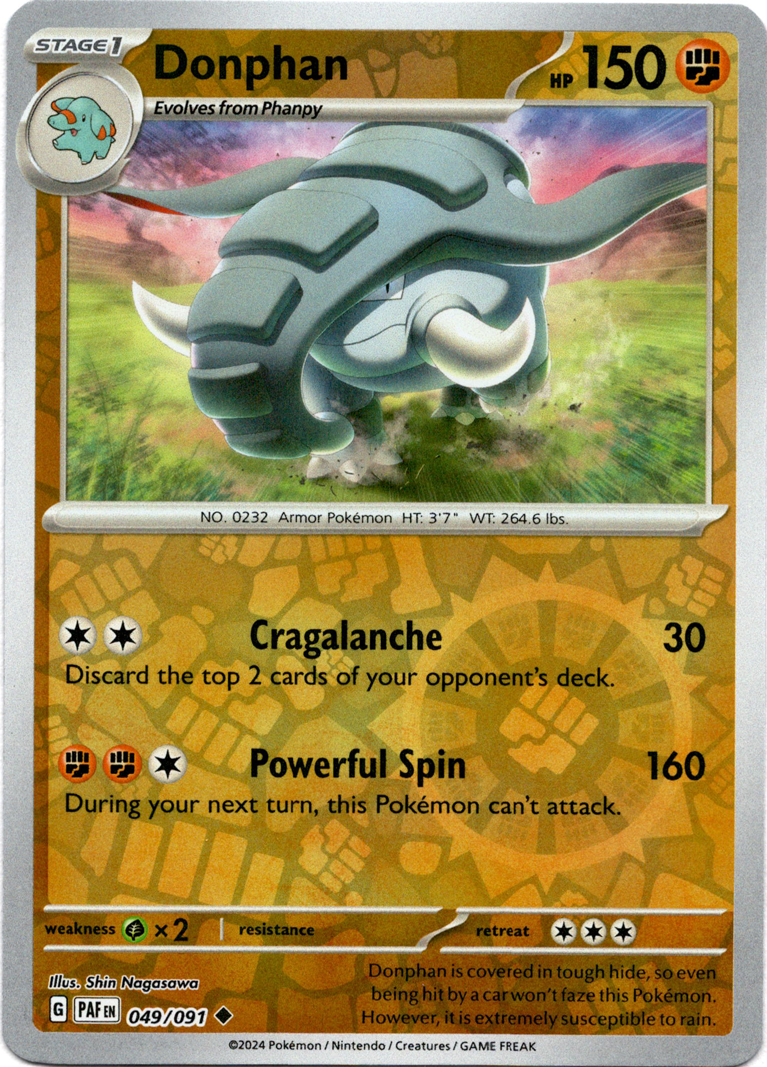Donphan - 049/091 - Paldean Fates - Reverse Holo - Card Cavern