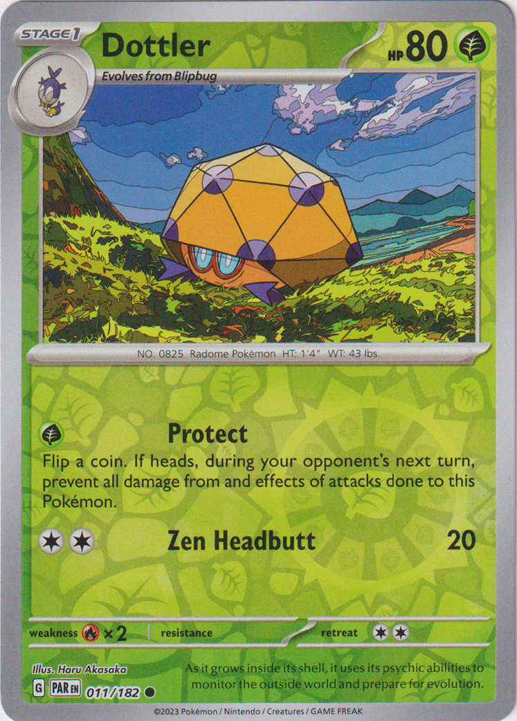 dottler pokemon card Dottler - 011/182 - SV04: Paradox Rift [REVERSE HOLO]