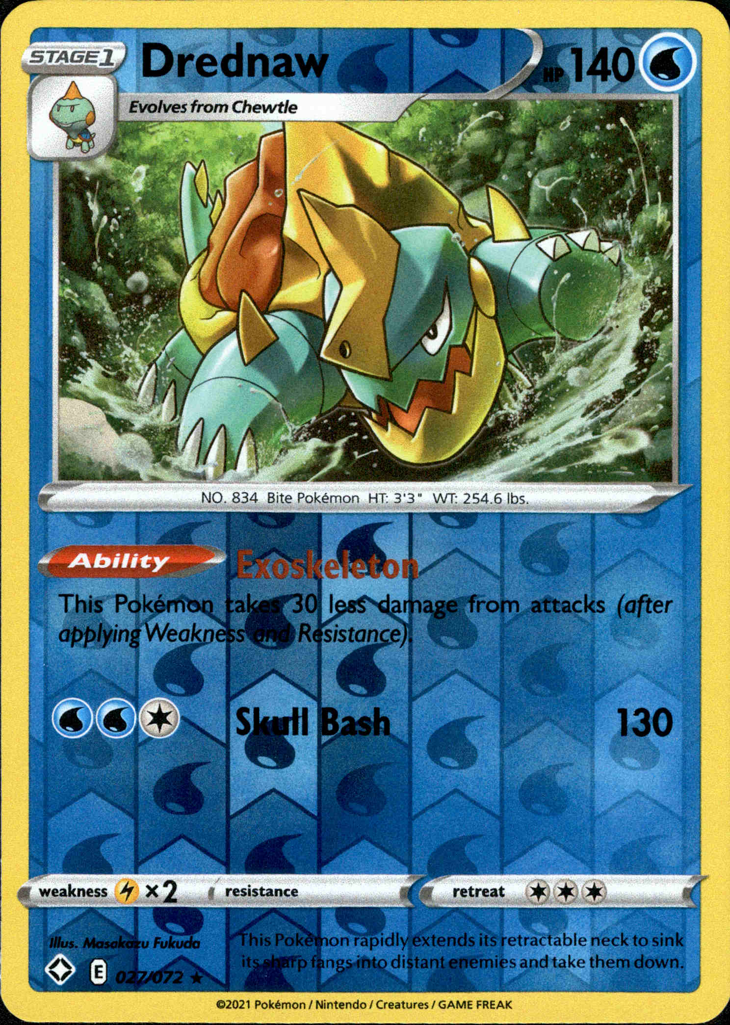 Drednaw - 027/072 - Shining Fates - Reverse Holo - Card Cavern
