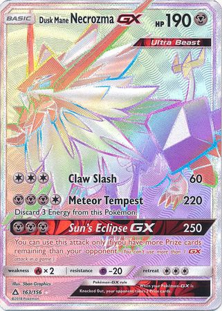 necrozma pokemon card price Dusk Mane Necrozma GX Hyper Rare - 163/156 - Ultra Prism