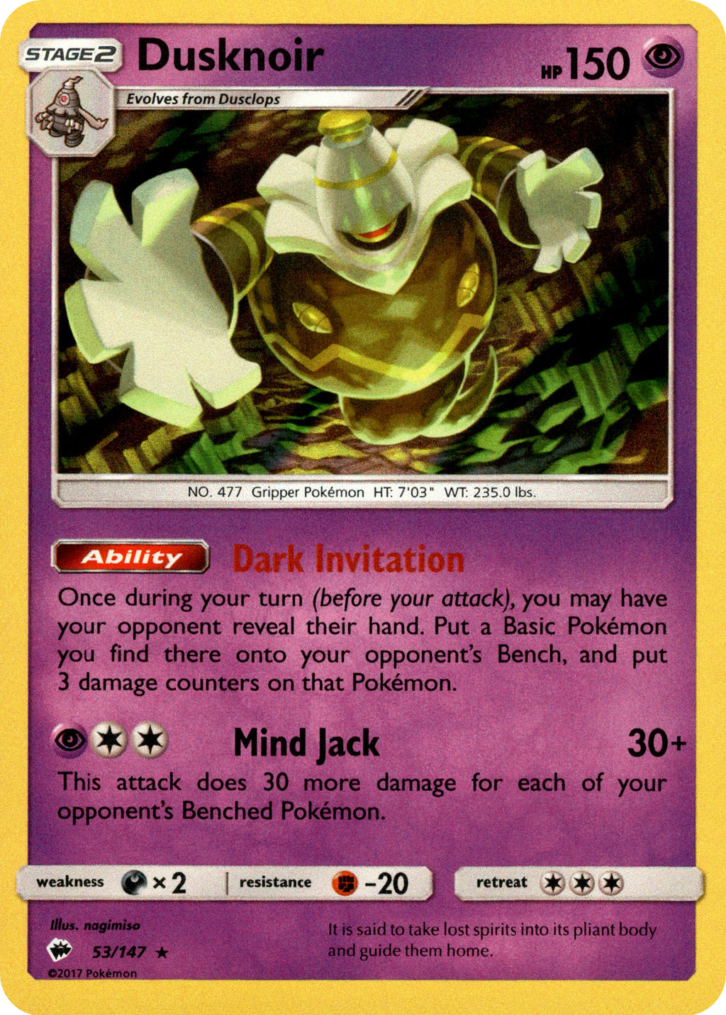 Dusknoir - 53/147 - Burning Shadows