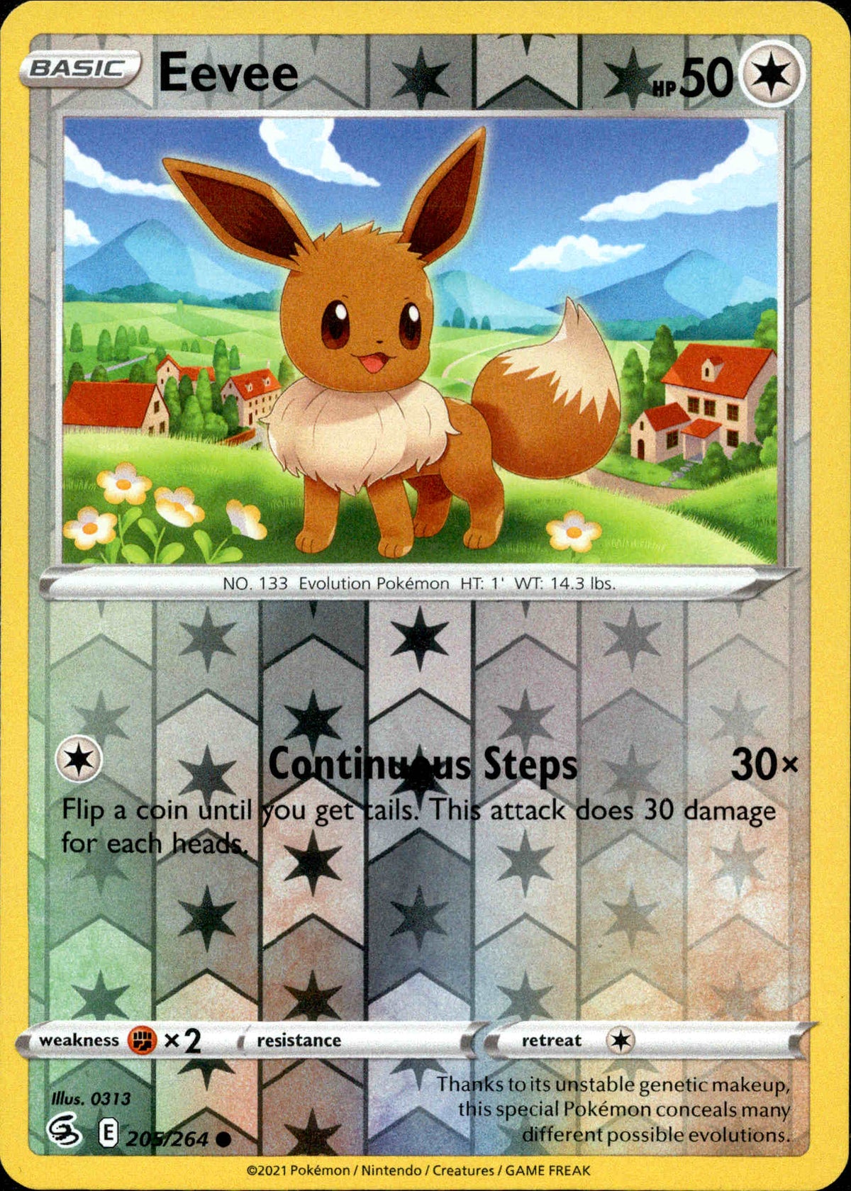 Eevee - 205/264 - Fusion Strike - Reverse Holo - Card Cavern