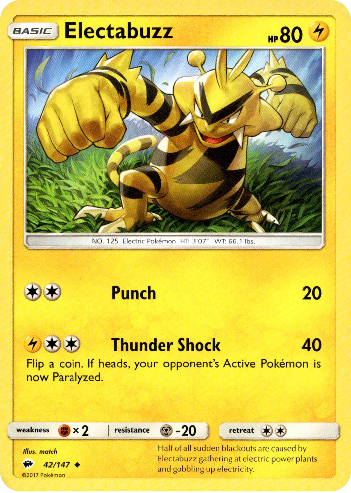 Electabuzz - 42/147 - Burning Shadows - Card Cavern