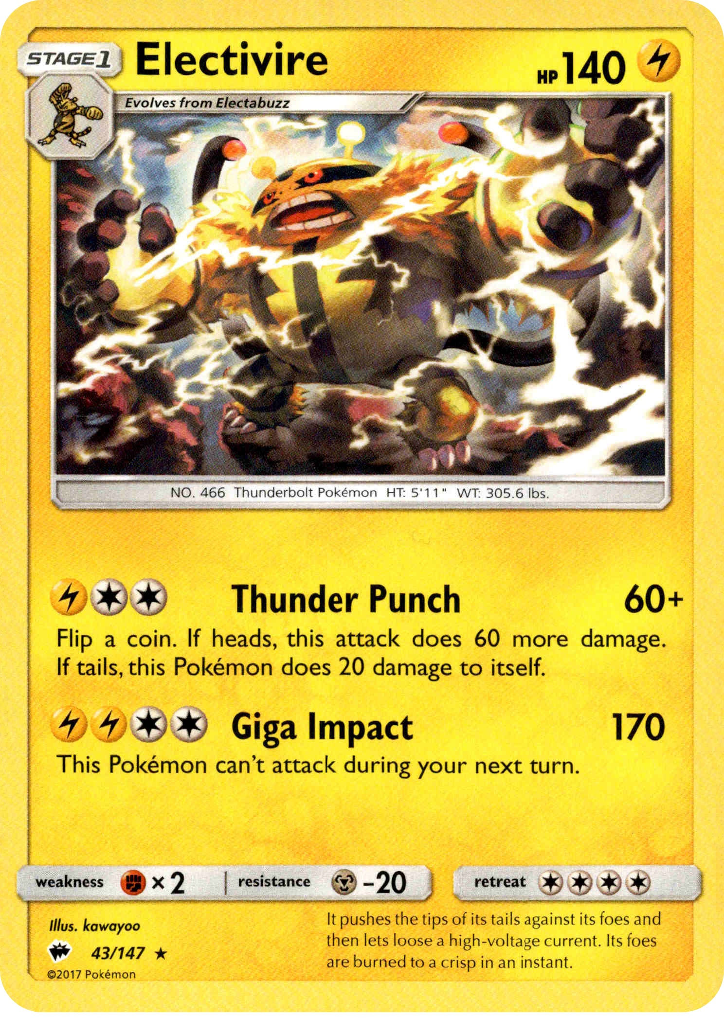 Electivire - 43/147 - Burning Shadows - Card Cavern