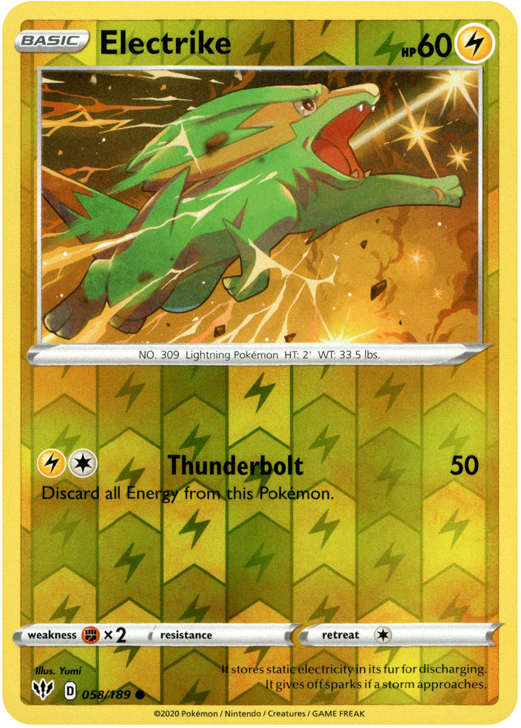 electrik pokemon card Electrike - 58/189 - Darkness Ablaze