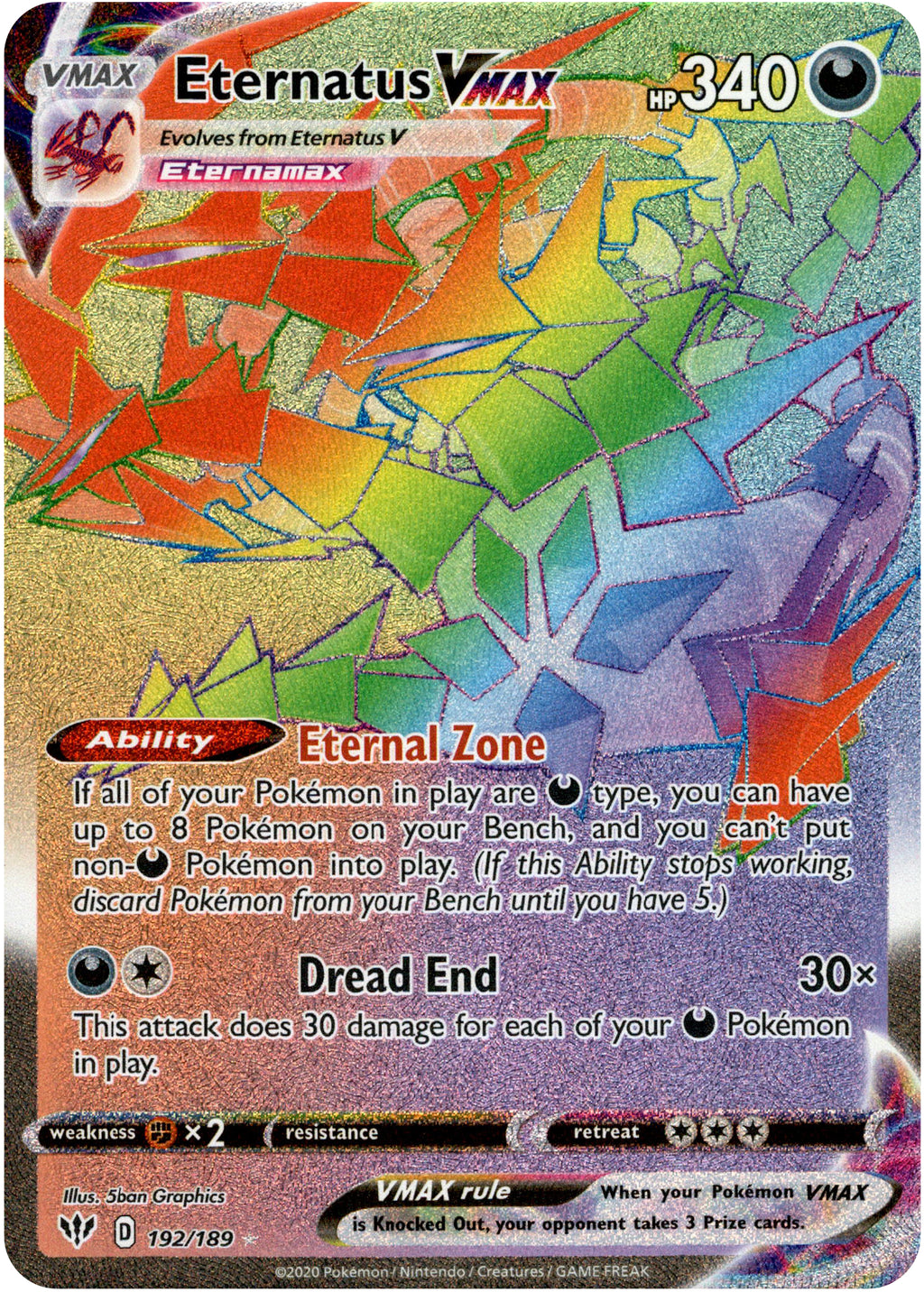 Eternatus VMAX Hyper Rare - 192/189 - Darkness Ablaze