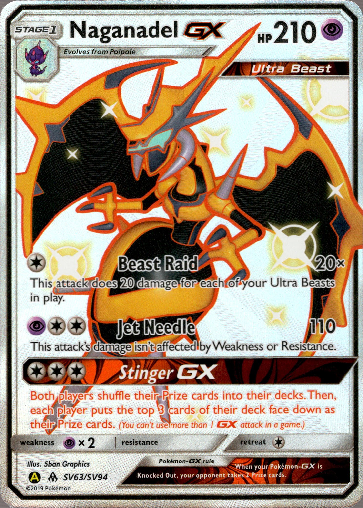 Naganadel GX - SV63/SV94 - Hidden Fates - Holo - Card Cavern
