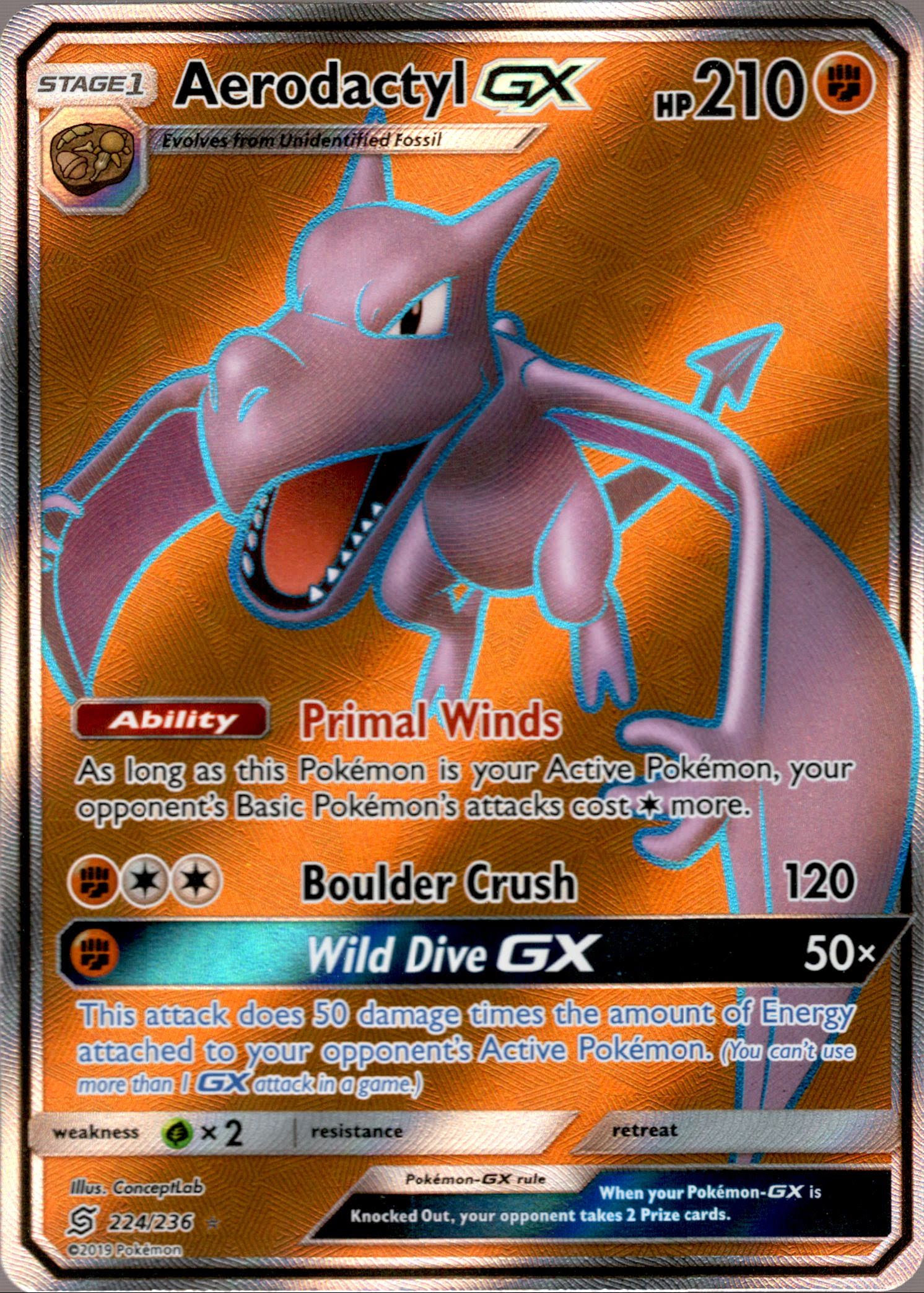 Aerodactyl GX Full Art - 224/236 - Unified Minds - Holo - Card Cavern