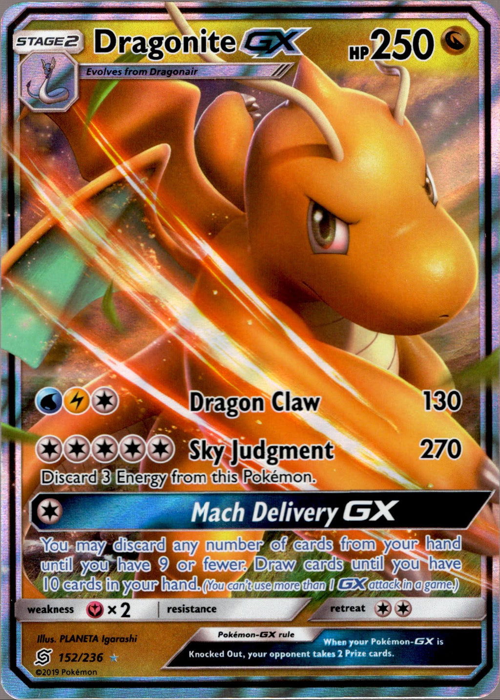 Dragonite GX - 152/236 - Unified Minds - Holo Card Cavern Trading Cards, LLC Dragonite GX - 152/236 - Unified Minds - Holo Card Cavern Trading Cards, LLC